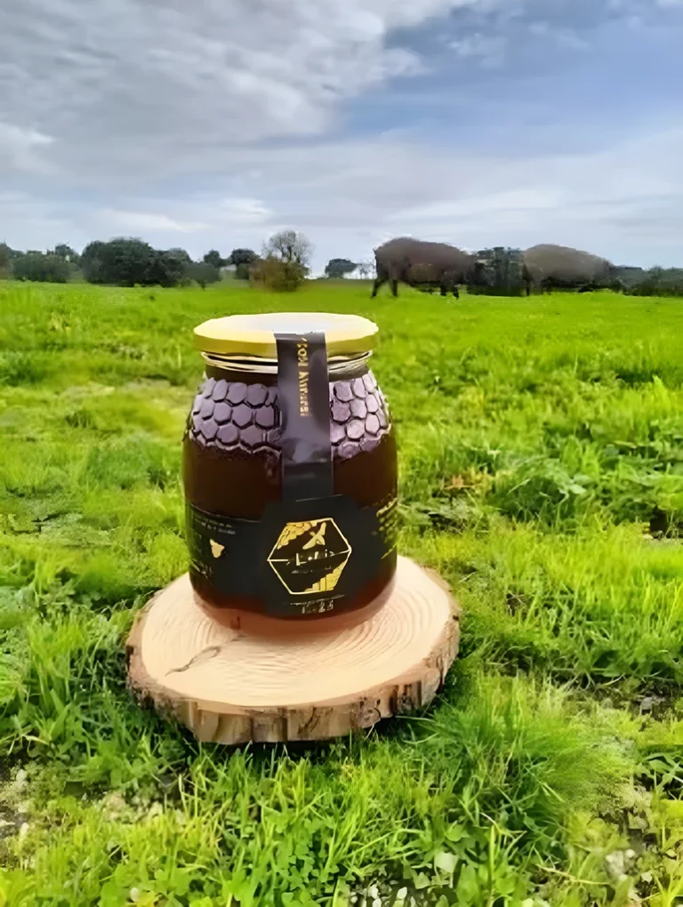 Tarro de miel Apícola Salicio en el campo